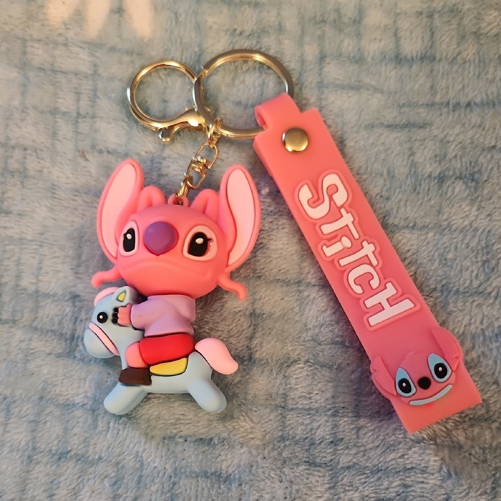 3/$18 Stitch Keychain with Pink Strap